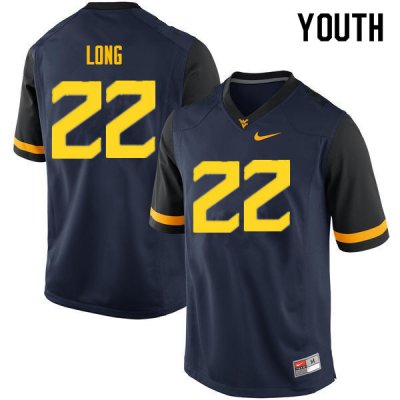 Youth West Virginia Mountaineers NCAA #22 Jake Long Navy Authentic Nike Stitched College Football Jersey ME15W54PA